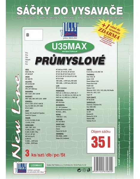 Vrecká do vysávača Jolly pre Kärcher, objem 35 litrov