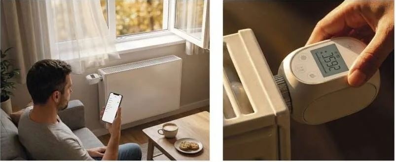 Termostatická hlavica EMOS GOSMART P5631S na lifestylovej fotografii