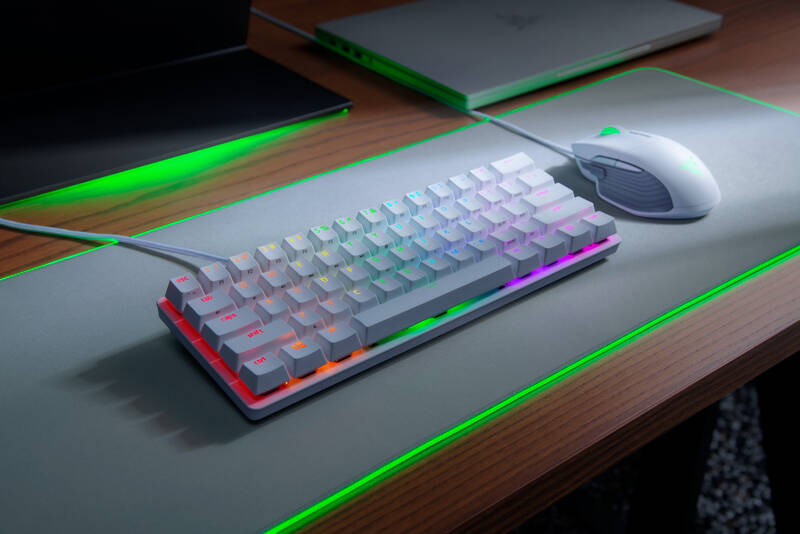 Klávesnica Razer Huntsman Mini - Mercury Ed. (Red Switch) - US Layout biela