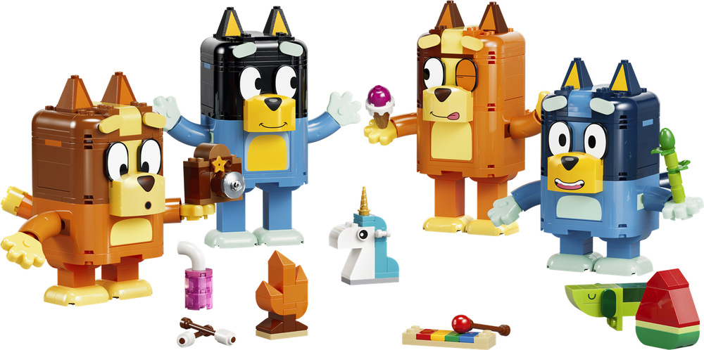 Stavebnica LEGO® Bluey 11217 Rodina Bluey z kociek Aplikácia LEGO Builder ponúka 3D návod a umožňuje rodine stavať figúrky spoločne a následne ich využiť na hranie.