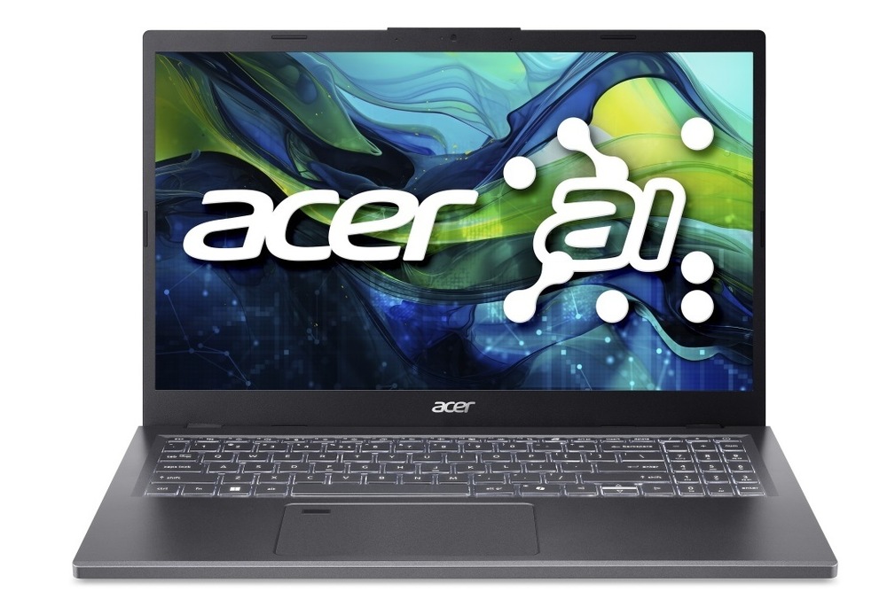 Notebook Acer Aspire 15 (A15-61M-R8QV) sivý Otvorený a zapnutý notebook Acer Aspire 15 (A15-61M-R8QV) spredu