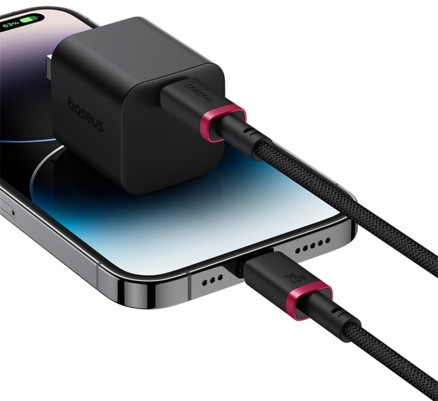 Kábel Baseus Dura USB-C/Lightning, 20W, 2m čierny/červený Kábel Baseus Dura USB-C/Lightning, 20W, 2m - čierny/červený