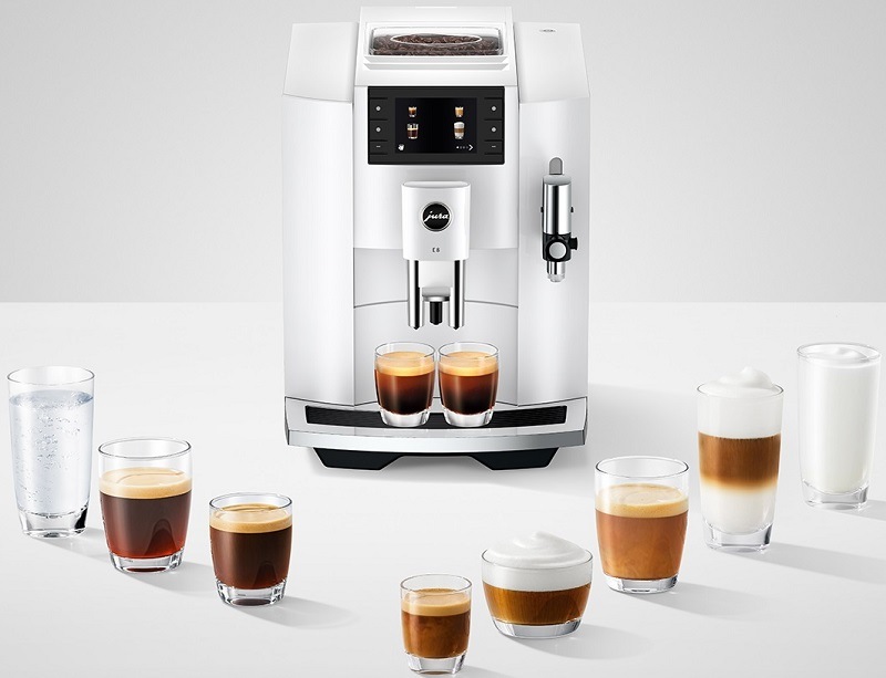Automatický kávovar Jura E8 Piano White (modelový rok 2025) biely Automatický kávovar Jura E8 Piano White (modelový rok 2025) biely