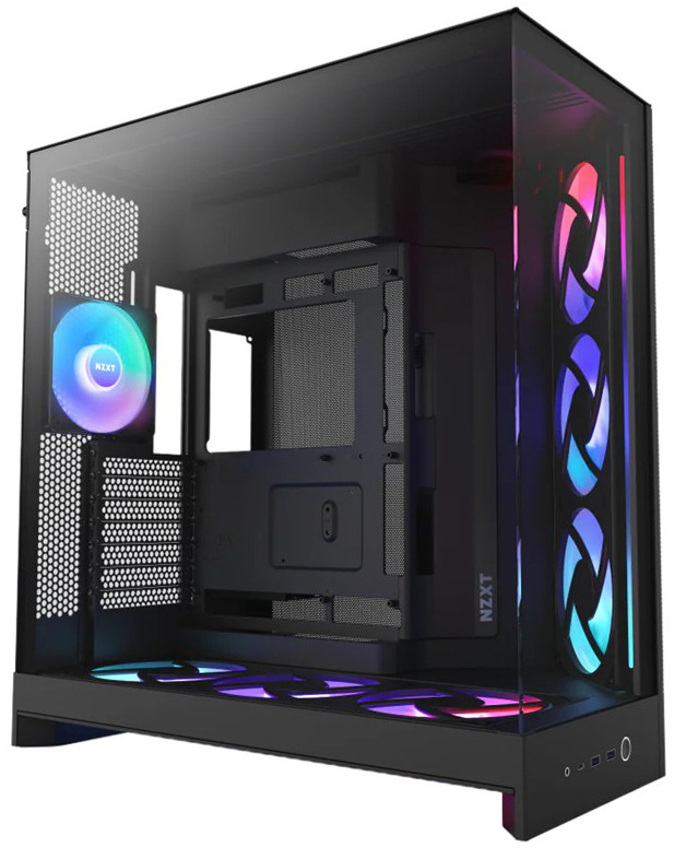 Počítačová skriňa NZXT H9 Flow RGB+ s RGB podsvietením, čierna farba