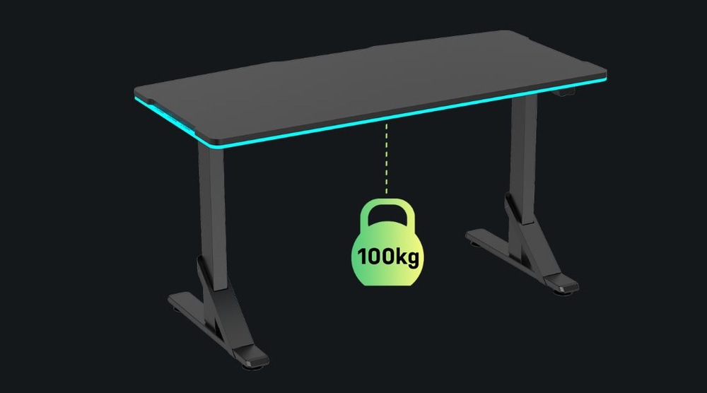Herný stôl ULTRADESK IRON, 132,5 x 60,5 cm čierny Ultradesk IRON s RGB (UDESK-IR-BKA)