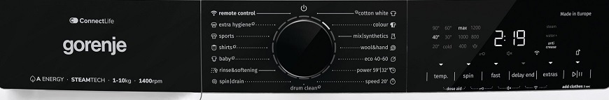 Práčka Gorenje W2PNA14APWIFI, biela, detail
