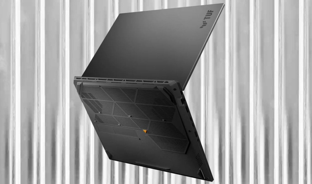Notebook Asus TUF Gaming A16 čierny/sivý Notebook Asus TUF Gaming A16 otvorený, zadná strana