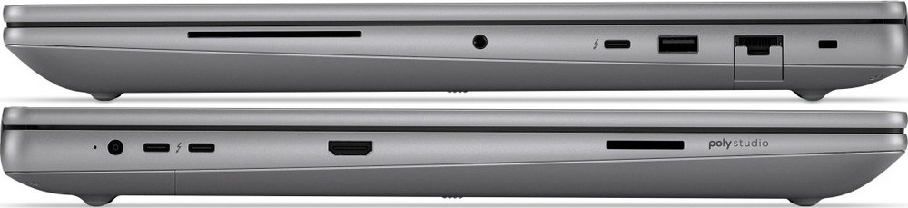 Notebook HP ZBook Fury G1i 18" sivý Detail ľavej a pravej strany notebooku HP ZBook Fury G1i so širokou ponukou portov vrátane USB-A, USB-C a HDMI
