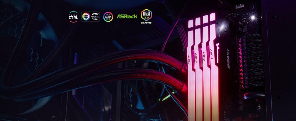 Pamäťový modul Kingston FURY Beast Black RGB 16GB (2x8GB) DDR5 5600MHz CL40 DIMM Kingston FURY Beast RGB 16 GB (2× 8 GB) (KF556C40BBAK2-16)