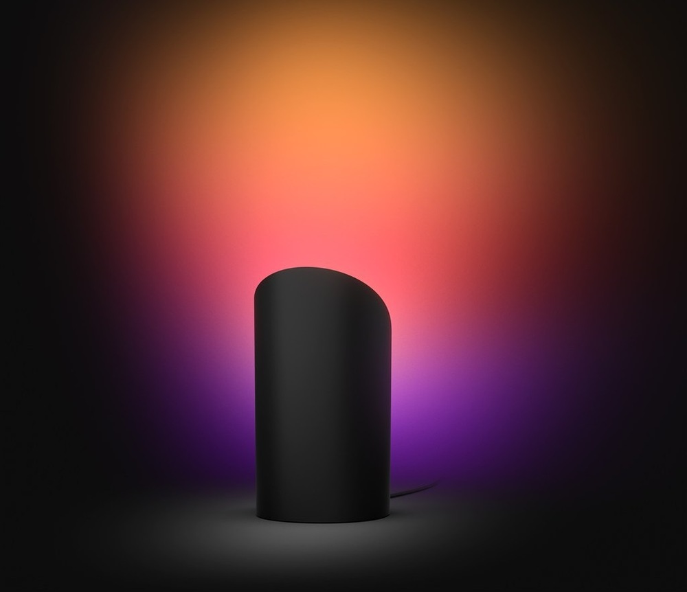 Stolové svietidlo Philips Hue Wall washer, 20W, EU/UK, White and Color Gradient čierne Lampička Philips Hue Wall washer s ukážkou projekcie na stenu, vytvárajúca príjemnú atmosféru