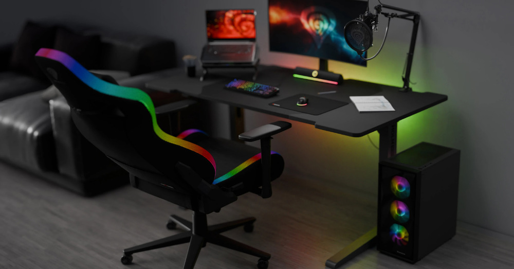 Herná stolička Genesis TRIT 660 RGB čierna Herný kútik so stoličkou Genesis TRIT 660 RGB farebne podsvietený