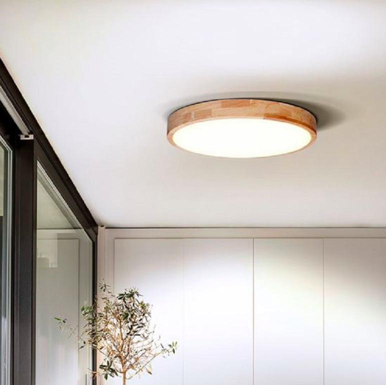 LED stropné svietidlo Solight WO8010 60W LED svietidlo z masívneho duba pri osvetlení moderného interiéru