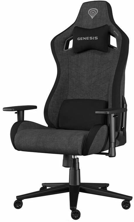 ergonomická herná stolička Genesis Nitro 660 v šedom látkovom prevedení s bedrovým a hlavovým vankúšom