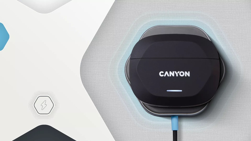 Slúchadlá Canyon Hexagon 7, TWS ANC+ENC Wireless Charge biela/béžová Canyon Hexagon 7, biela/béžová