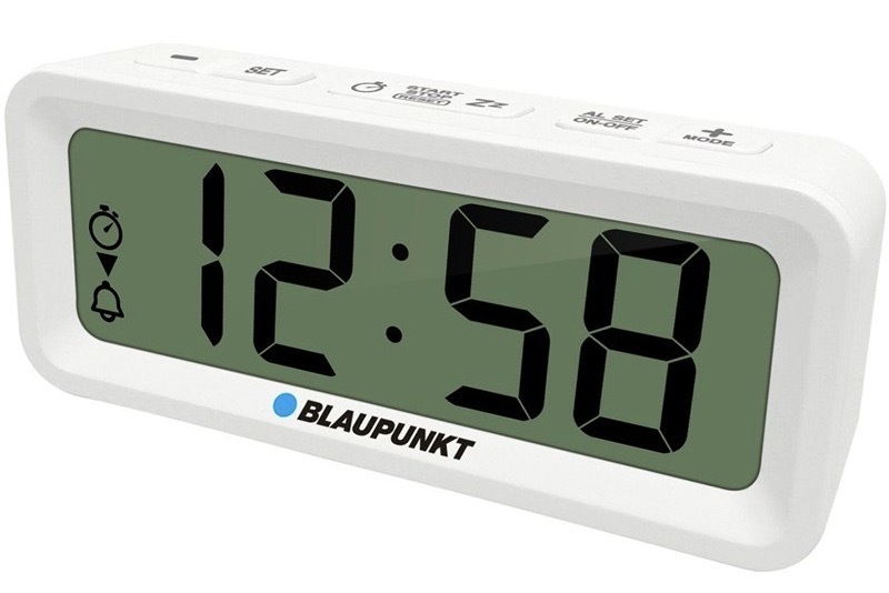Budík Blaupunkt s magnetickou stranou, biela farba
