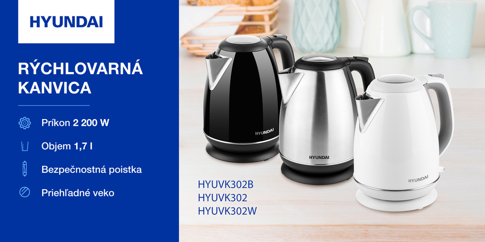 Rýchlovarná kanvica Hyundai VK302B čierna Rýchlovarná kanvica Hyundai VK302B čierna