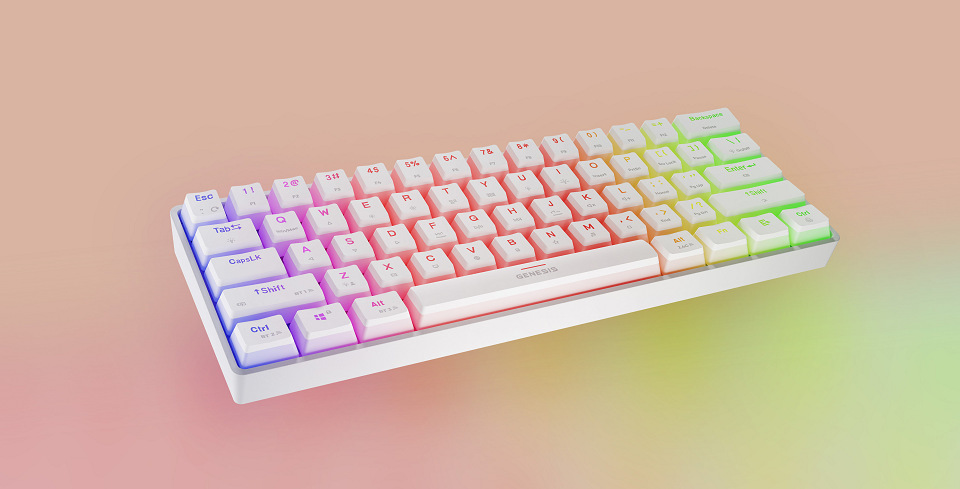 Klávesnica Genesis THOR 660 G2, RGB, Bluetooth, Gateron Brown, US layout biela Klávesnica Genesis THOR 660 G2, RGB, Bluetooth, Gateron Brown, US layout biela