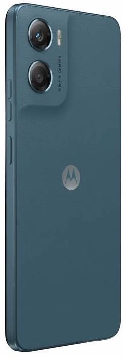 Zadná strana telefónu Motorola Moto G06 v modrej farbe s duálnym 50Mpx fotoaparátom