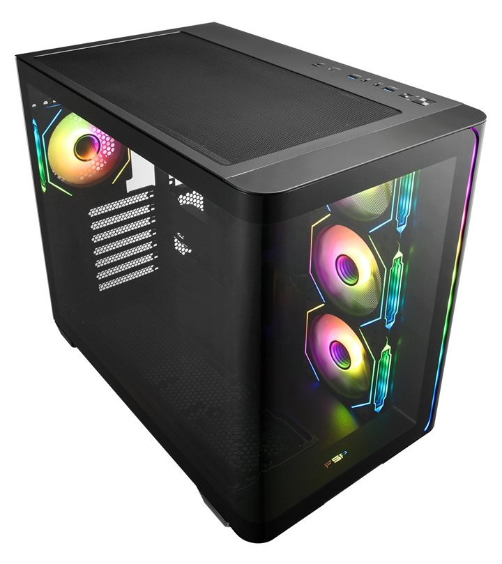 Case FSP M580-BA čierna PC skriňa Fortron M580-BA v detaile z hornej strany