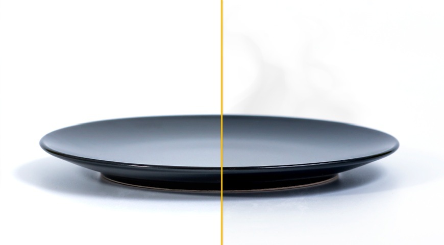 Ohrievacia zásuvka Whirlpool WWD1ABF čierna Detail obrázku nahriateho taniera.
