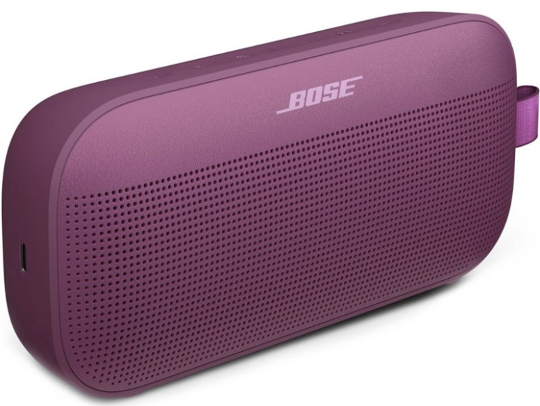 Fialový prenosný reproduktor Bose SoundLink Flex II s integrovaným pútkom