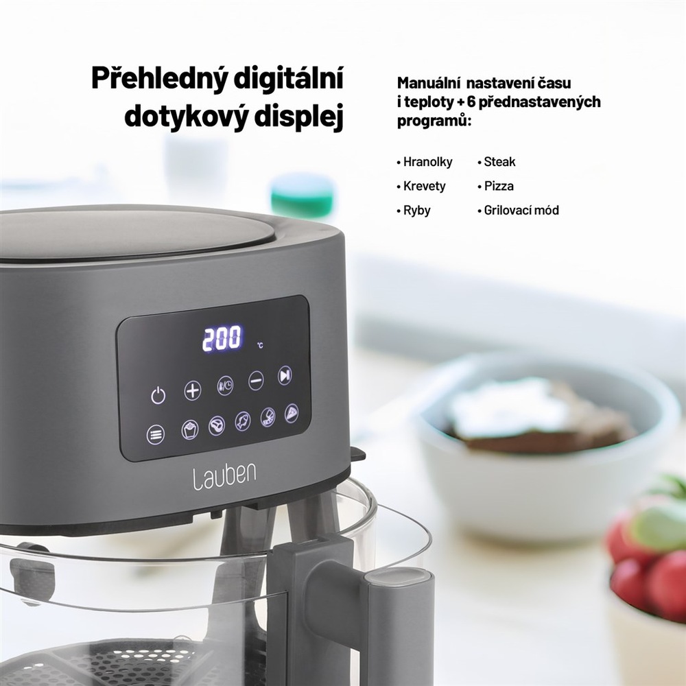 Fritéza teplovzdušná Lauben Glass&Grill Air Fryer 3in1 5500BG sivá Fritéza teplovzdušná Lauben Glass&Grill Air Fryer 3in1 5500BG sivá