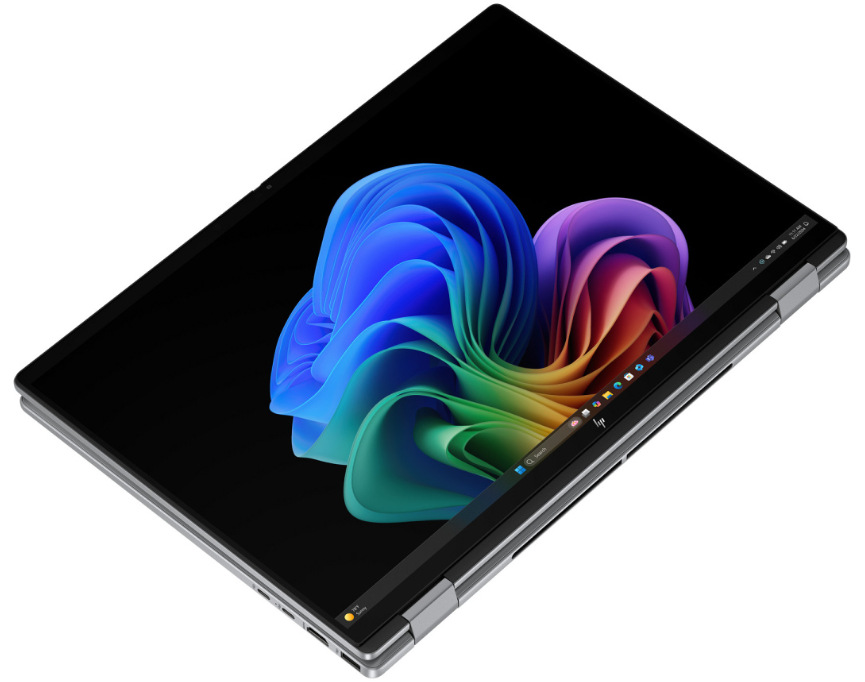 Notebook HP + Game Pass predplatné na 3 mesiace sivý Detail prenosného počítača HP OmniBook X Flip NG AI PC 16-ar0001nc v zloženej polohe ako tablet