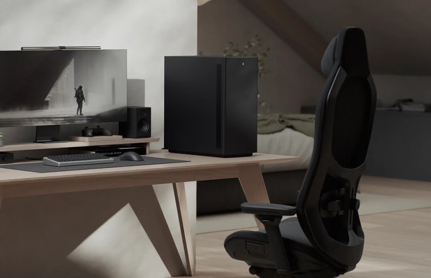 Case FRACTAL DESIGN Define One Dark Solid čierna Počítačová skriňa FRACTAL DESIGN Define One Dark Solid ako súčasť herného pracovného stola