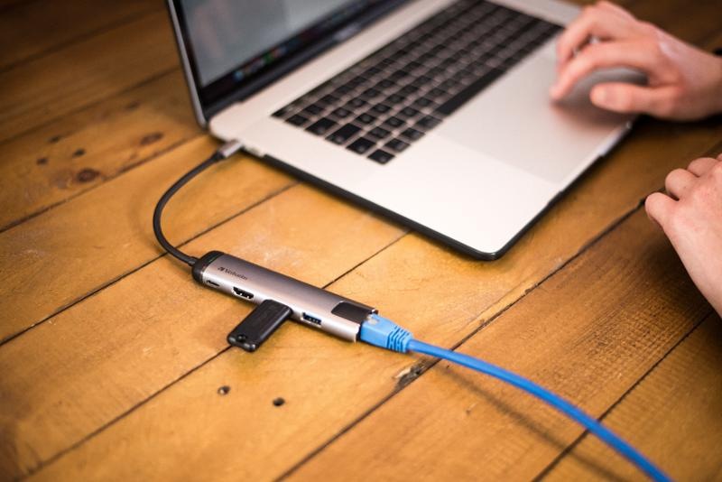 USB Hub Verbatim USB-C/2xUSB 3.0, HDMI, RJ45 sivý