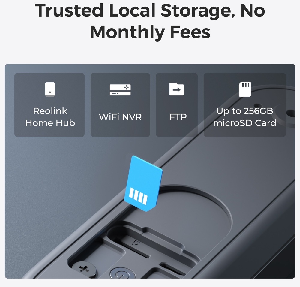 Videozvonček Reolink D340B + Chime + 64GB microSD karta - čierny
