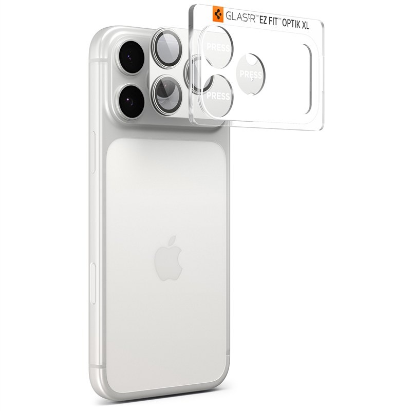 Tvrdené sklo Spigen TR EZ Fit Optik Pro XL na Apple iPhone 17 Pro - strieborné