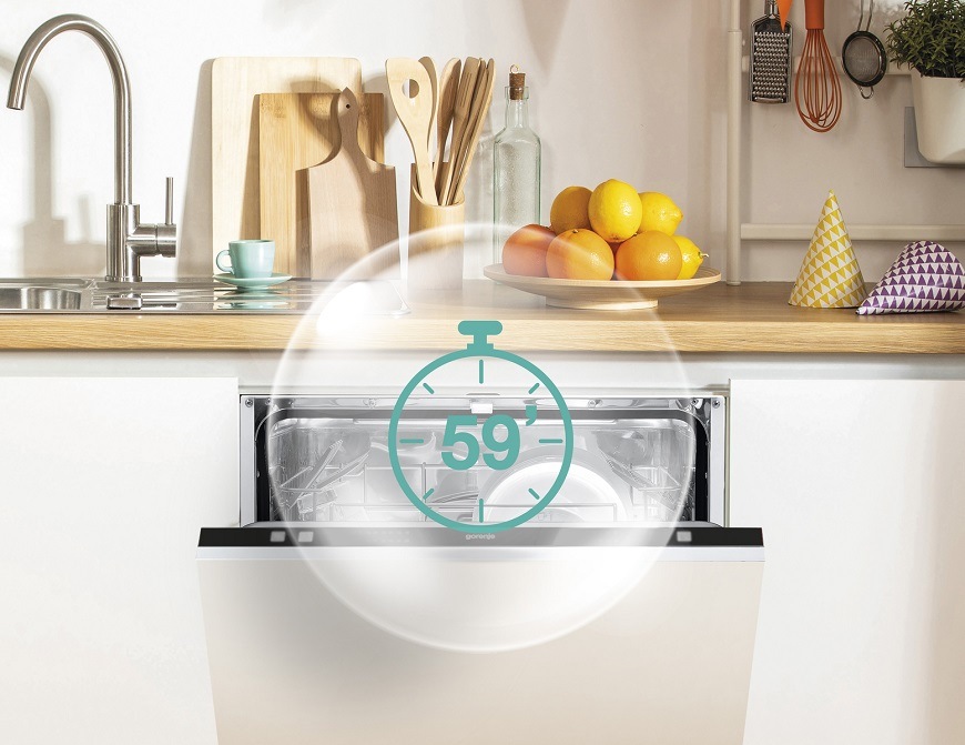 Vstavaná umývačka Gorenje GV583B10AD, Perfektne čistý riad už len za 1 hodinu umývania