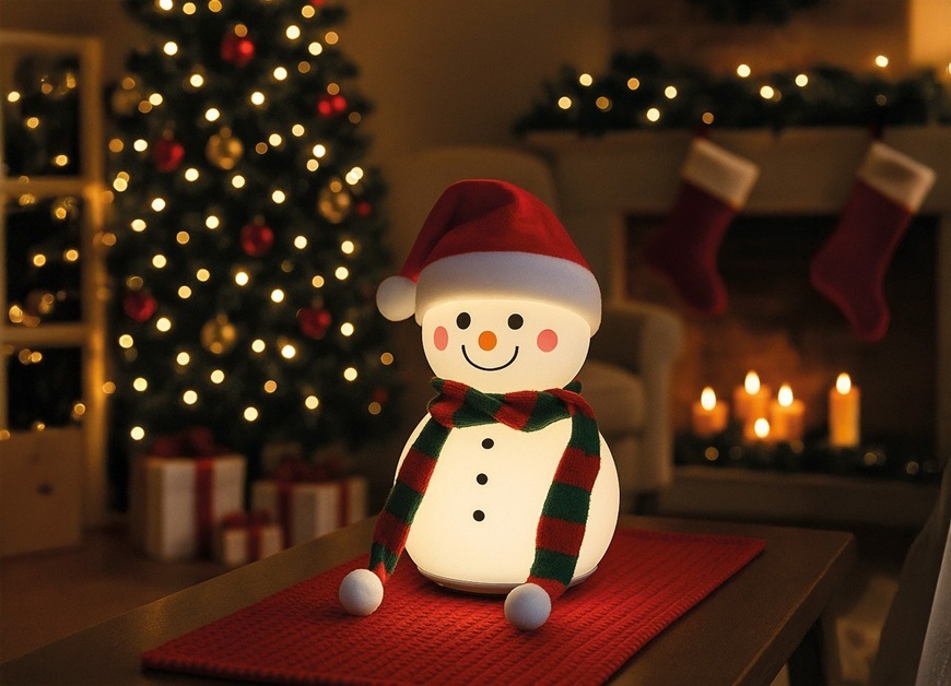 Detská LED lampička Fischer & Honsel Paule, 1x LED, 0,4 W biela Detská lampička v podobe malého snehuliaka je položený na stoličke a svieti teplým odtieňom bielej farby.