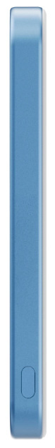 Powerbank Pitaka Moonrise Qi2 5000 mAh modrý Bočný profil powerbanky Pitaka Sunset Qi2 ukazujúci tenké telo a ovládacie tlačidlo