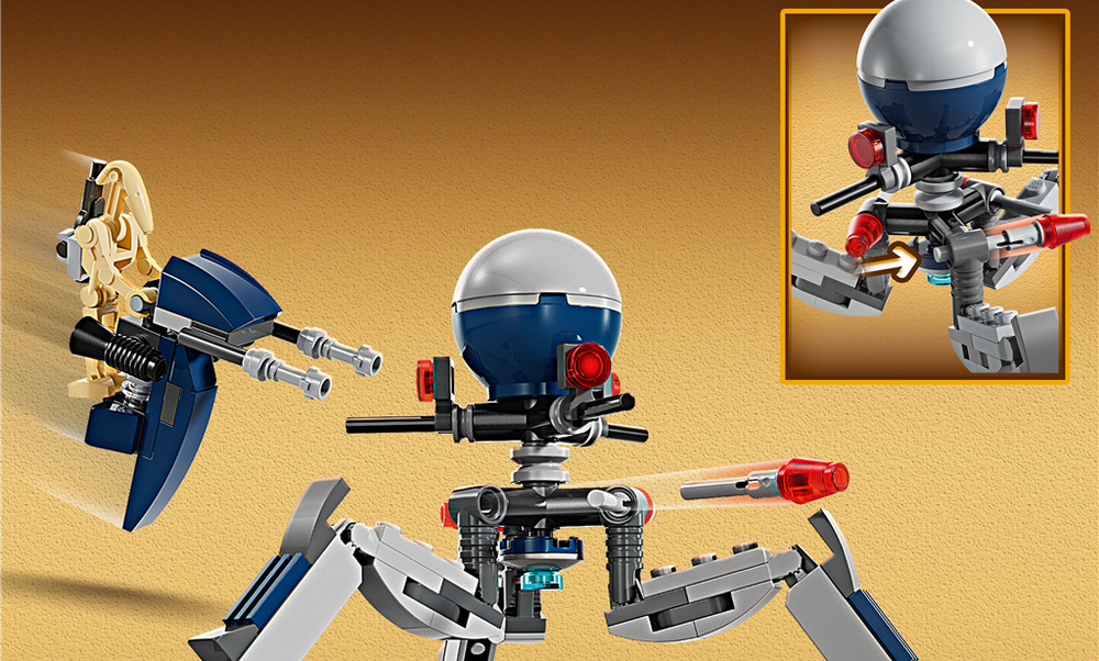 Stavebnica LEGO® Star Wars™ 75372 Bitevní balíček klonového vojáka a bitevního droida Stavebnica prenáša známe súboje z Klonových vojen do detskej izby a ponúka dve súperiace skupiny.