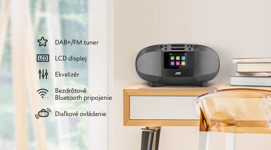 Rádioprijímač DAB+/CD JVC RD-E664B-DAB čierny