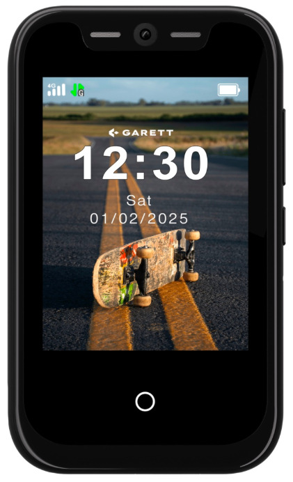 Mobilný telefón Garett Smartphone OneKid čierny Predná strana detského telefónu Garett Smartphone OneKid s 2,8 palcovým displejom