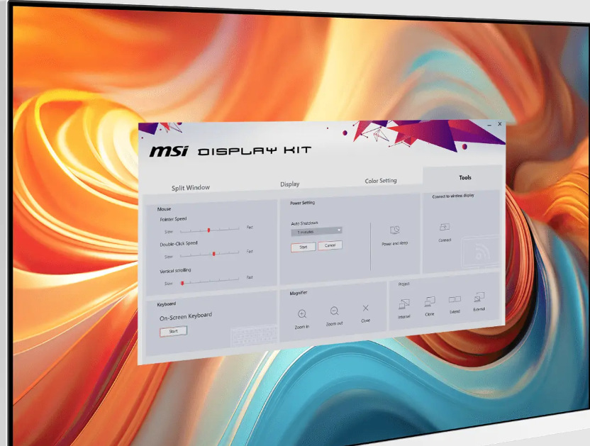 MSI PRO MP273QW E14 umožňuje ovládanie pomocou Display Kitu