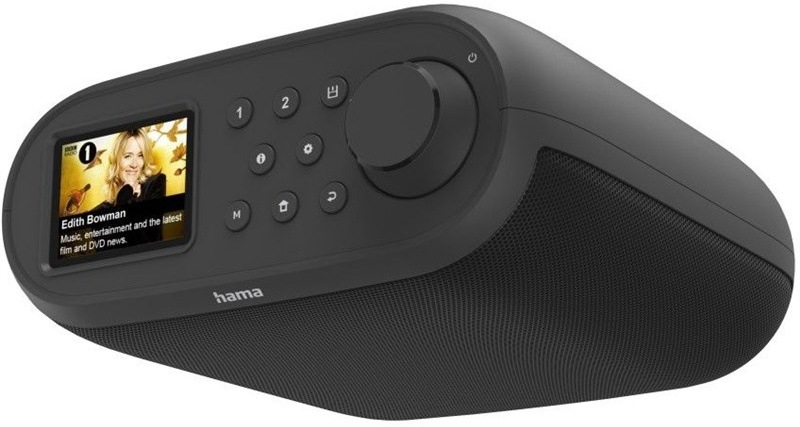 Internetové rádio Hama DIR400 s farebným displejom a otočným ovládačom.