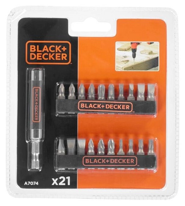 Sada bitov Black-Decker A7074 (21 ks) čierne