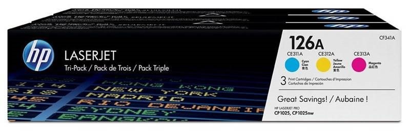 Toner HP 126A, 3x 1 000 strán - CMY viacfarebná