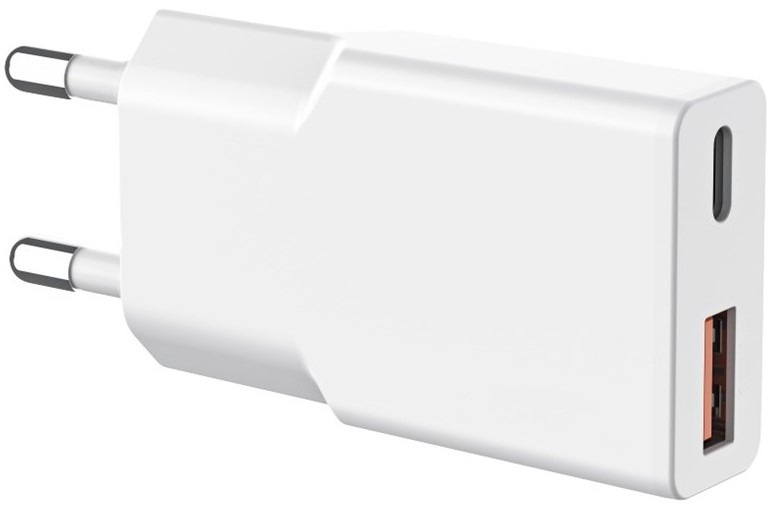 Nabíjačka do siete WG Ultra Slim GaN 1xUSB-C/1xUSB-A - biela