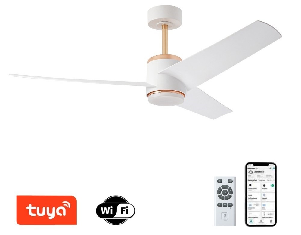 LED stropné svietidlo IMMAX NEO LITE BEAUTY SMART LED s ventilátorom, 18W, Wi-Fi, TUYA biele/zlaté Stropné svietidlo IMMAX NEO LITE BEAUTY SMART LED s ventilátorom, 18W, Wi-Fi, TUYA - biele / zlaté
