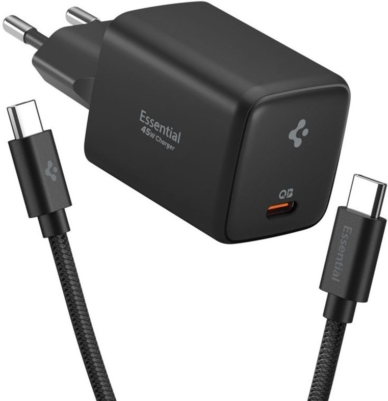 Nabíjačka do siete Spigen Essential s výkonom 45W s káblom USB-C /USB-C