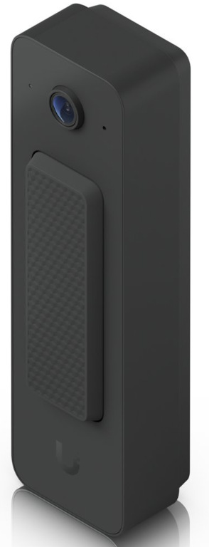 Videozvonček Ubiquiti UniFi Protect Doorbell Lite čierny Šikmý pohľad na čierny videozvonček Ubiquiti UniFi Protect Doorbell Lite s kamerou