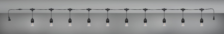 Nástenné svietidlo Reality Chain, 10x E27 LED, 6,5m čierne Párty osvetlenia Reality Chain, 10x E27 LED, 6,5m