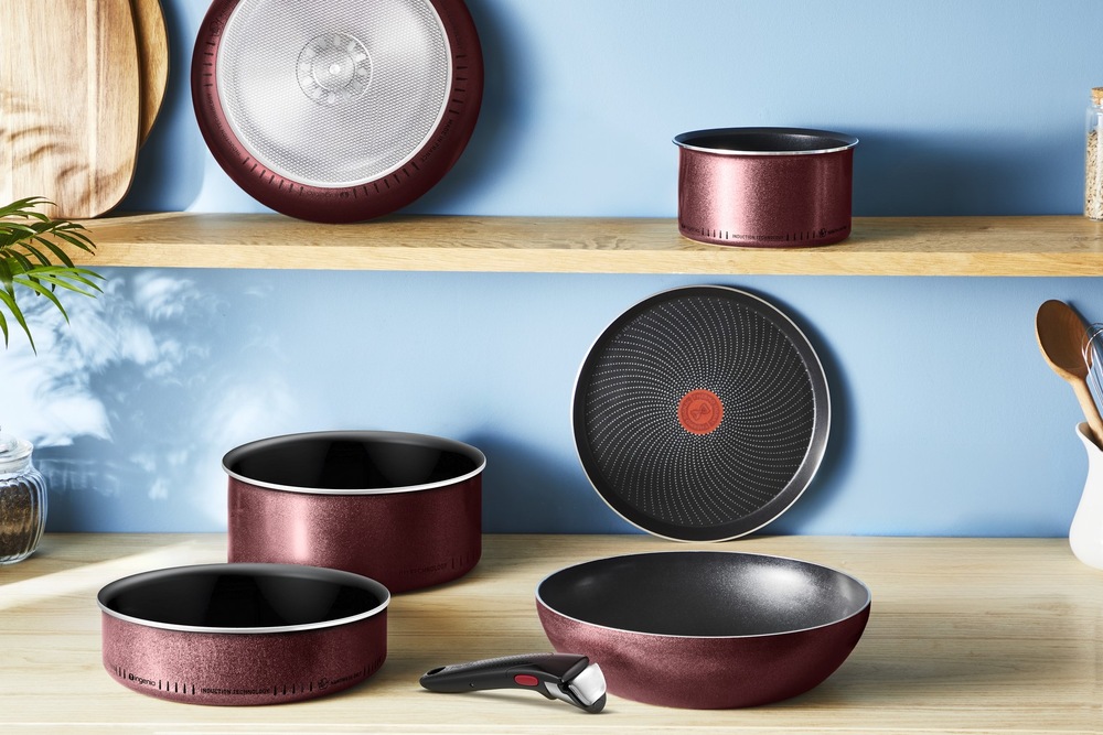 Sada panvíc Tefal Ingenio Simply Cook L7248553, 3 ks vínová Súprava riadu Tefal L7249302 Ingenio Simply Cook 4 kusy