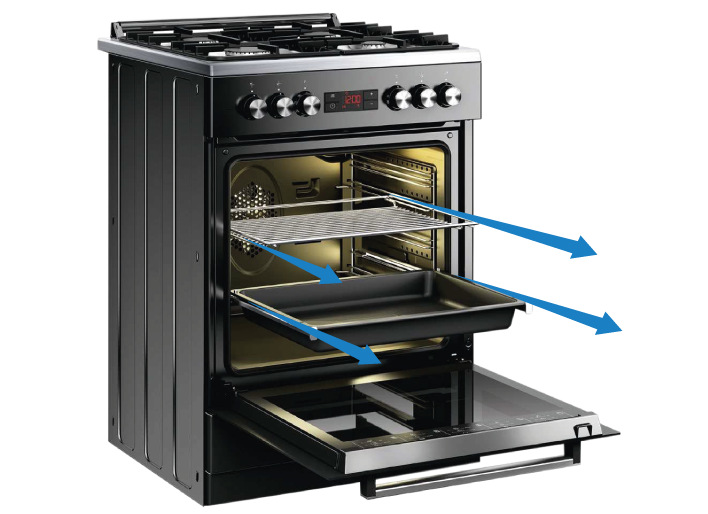 Kombinovaný sporák Beko FBM62330GXTN nerez Sporák K60 Beko FBM62330GXTN, nerez, teleskopický výsuv