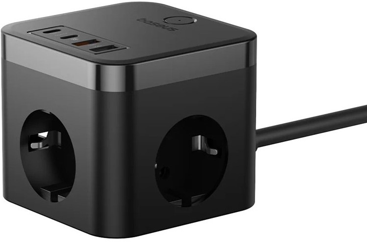 Kábel predlžovací Baseus PowerCombo Cube, 30W, 3x zásuvka, 2x USB/2x USB-C - čierny