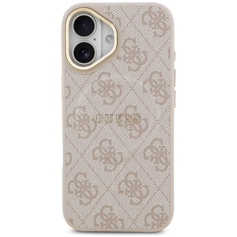 Kryt na mobil Guess PU Leather 4G Gold Frame MagSafe na Apple iPhone 17 ružový